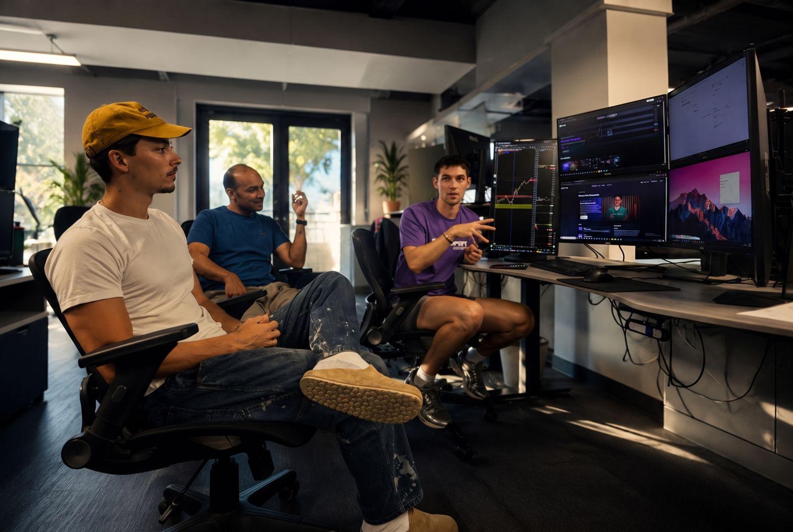 Traders working at their desks on the GAPAT trading floor